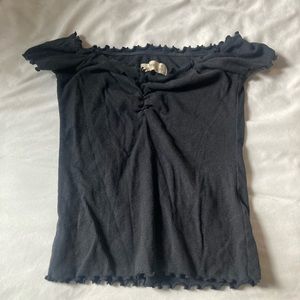 Summer off the shoulder black ribbed top